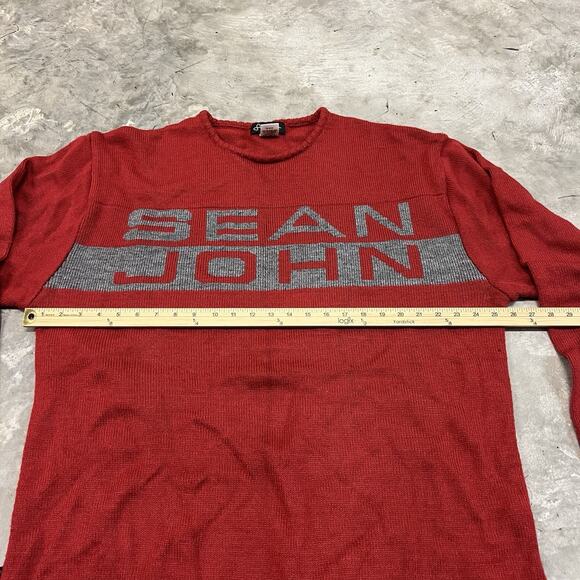Mens Vintage Sean John Spell Out Sweater Red Size 2XL XXL Hip Hop - Picture 3 of 6